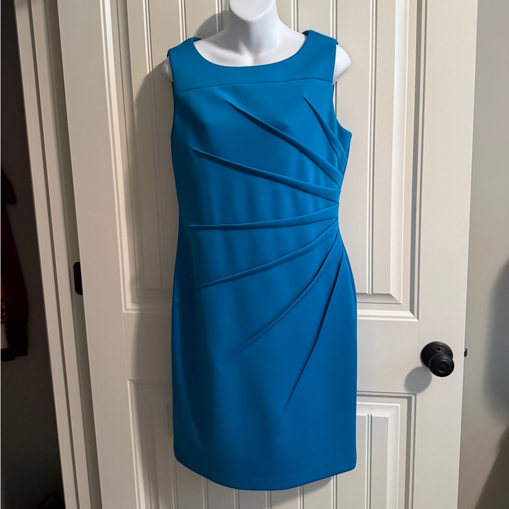 Calvin Klein Sleeveless Turquoise Blue Sheath Dress